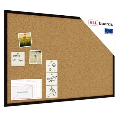 Afbeelding van ALLboards prikbord met zwart houten frame 90x60cm kurkbord kurk