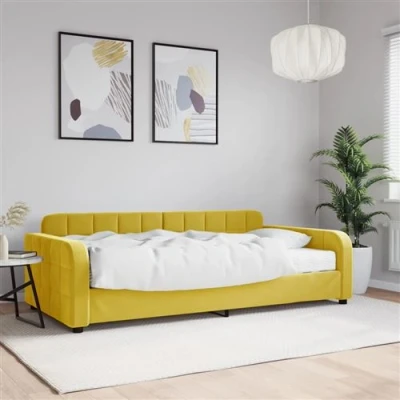 Afbeelding van vidaXL Slaapbank met matras 100x200 cm fluweel geel
