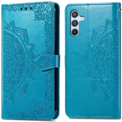 Afbeelding van iMoshion Hoesje Geschikt voor Samsung Galaxy A34 (5G) Met Pasjeshouder Mandala Bookcase Turquoise