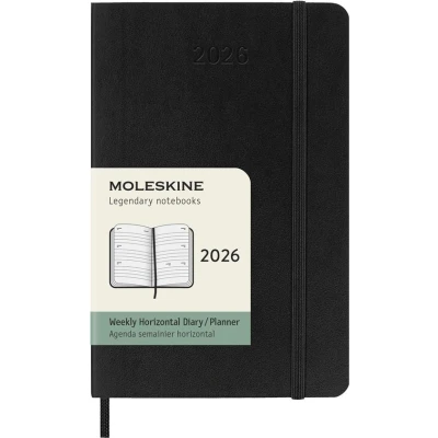 Image de Agenda civil Moleskine 2026 12 mois Semainier Horizontal Format Poche Souple Noir