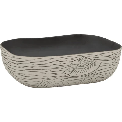 Afbeelding van Opzetwasbak rechthoekig 48x37,5x13,5 cm keramiek grijs en zwart