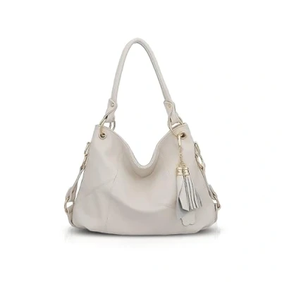 Afbeelding van NICOLE &amp; DORIS dames handtas schoudertas lederen met kwast, Beige, L