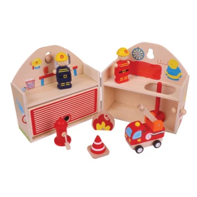 Afbeelding van Bigjigs Fire Station Mini Playset