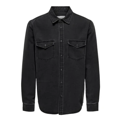Afbeelding van Only &amp; Sons Onsbane Spijkerjas, Heren, Maat: Medium, Dark grey denim