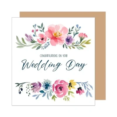 Afbeelding van Edition Seidel HQ131 SW025 Premium vierkante wenskaart met envelop, bloemen Just Married