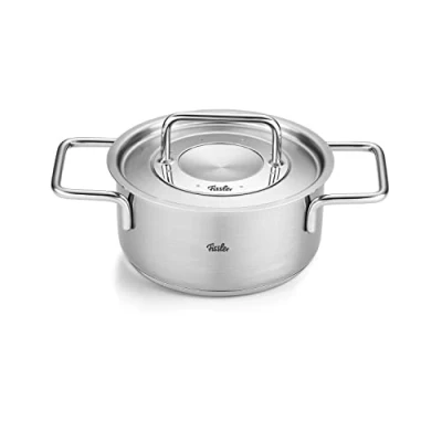 Afbeelding van Fissler Pure Collection Roestvrijstalen steelpan (Ø 16 cm, 1,9 l) met metalen deksel, binnenschaal, inductie, zilver