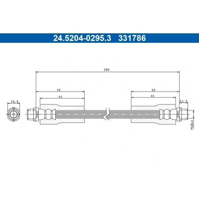 Afbeelding van ATE 24.5204 0295.3 Remslang 295mm AUDI: A6 C5 Avant, A4 B5 Saloon, VOLKSWAGEN: Passat GP Estate, Saloon