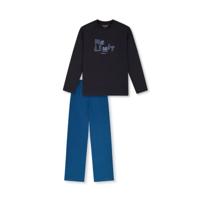 Afbeelding van Schiesser SET Pyjama, Heren, Maat: 152, Navy
