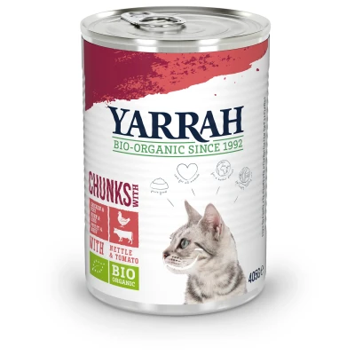 Afbeelding van Yarrah Cat Blik Brokjes In Saus Kip &amp; Rund Kattenvoer 12 x 405 g