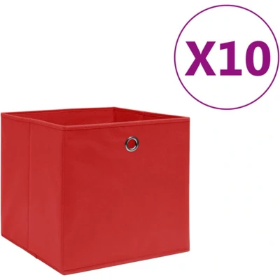 Afbeelding van Opbergboxen 10 st 28x28x28 cm nonwoven stof rood