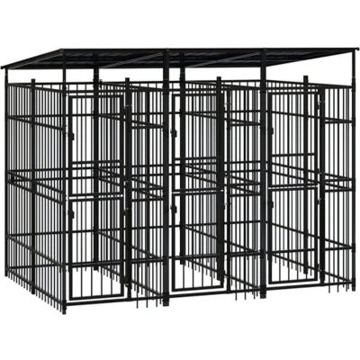 Afbeelding van vidaXL Hondenkennel met dak 5,53 m² staal