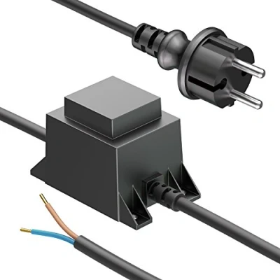 Afbeelding van ledscom.de 10 W led transformator/transformator, 2 aderig, stekker, 12 V AC, zwart, IP44, laagspanning, waterdicht, gelijkspanning, gelijkstroom, volledige geïsoleerde bescherming, transformator,