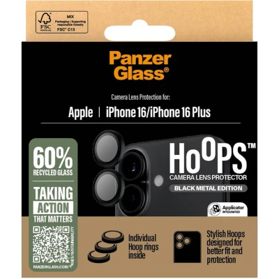 Afbeelding van Panzerglass Hoops Rings Apple iPhone 16/16 Plus Zwart