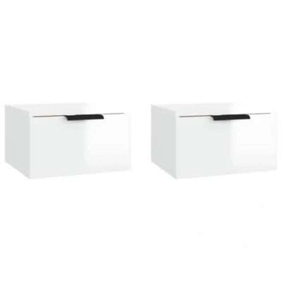 Afbeelding van vidaXL Nachtkastjes voor aan de muur, 2 stuks, wit glanzend, 34 x 30 20 cm