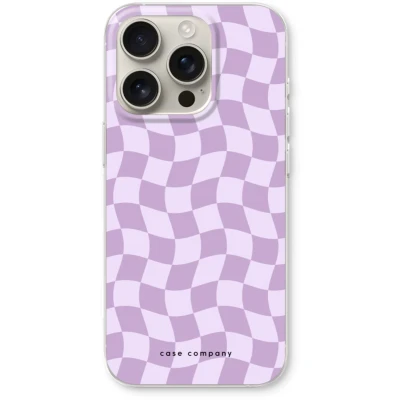 Afbeelding van Case Company® hoesje geschikt voor iPhone 16 Pro Grid Paars Soft Cover Telefoonhoesje Bescherming aan alle Kanten en Schermrand