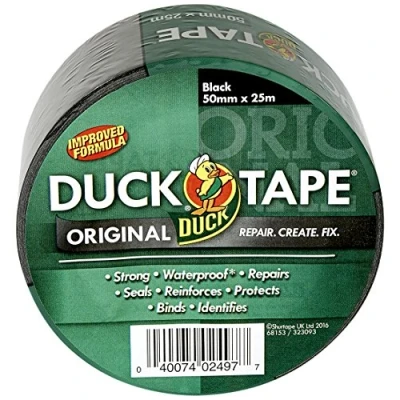 Afbeelding van Duck Tape Original Waterdichte tape, verbeterde formule en hoge sterkte voor kanaalreparatie of pijpleiding, zwart, 50 mm x 25 m