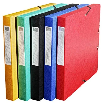 Afbeelding van Exacompta 50710E Scotten archiefdozen met elastiek, hoogwaardige en duurzame kwaliteit, 25 mm rug, 400 g, verschillende kleuren, 10 stuks