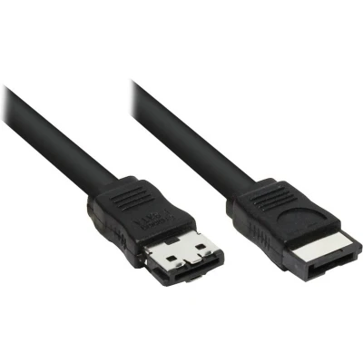 Afbeelding van eSATA SATA datakabel plat SATA300 3 Gbit/s / zwart 1 meter