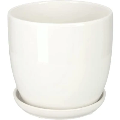 Afbeelding van KOTARBAU® Keramische plantenpot Ø 13 cm met lekbak wit