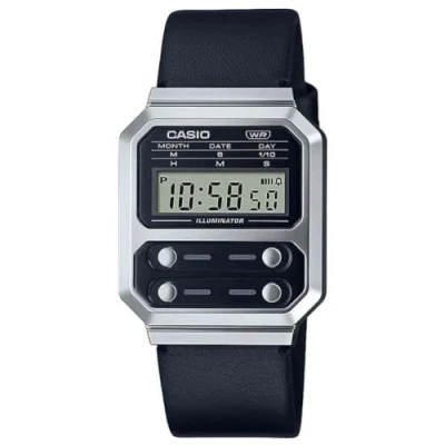 Afbeelding van Casio Montre Collection Vintage pour Homme Digitale, Noir/Argent, 33 MM, A100WEL 1AEF