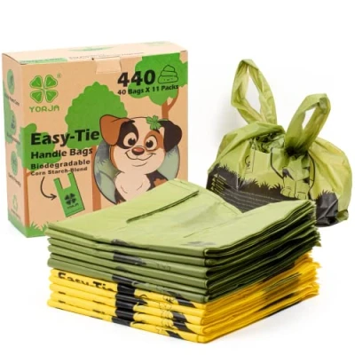 Afbeelding van YORJA Poepzakjes voor honden met gemakkelijk te bevestigen handgrepen, 440 hondenpoepzakken, dik en groot, 100% waterdicht, biologisch afbreekbaar