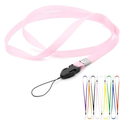 Afbeelding van CKB LTD Sleutelkoord voor ID badge, 48 cm clip sportschool, pass, USB stick, mobiele telefoonsleutel, identiteitskaart, badge en klein elektronisch apparaat, Roze