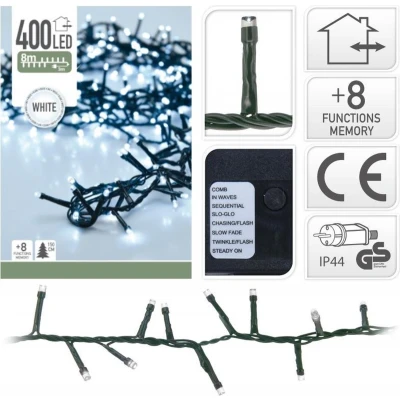 Afbeelding van Micro Cluster 400 LED&#039;s 8 meter wit functies + geheugen