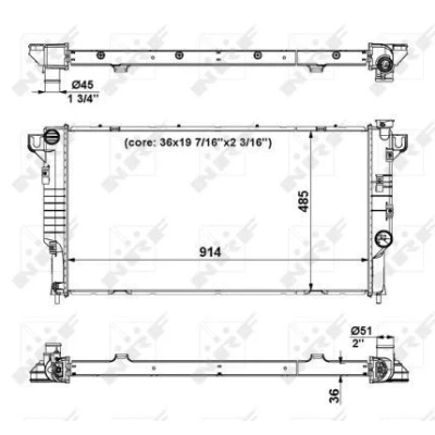 Afbeelding van NRF 56024 Radiateur Aluminium 914 485 36 Met aanbouwdelen Koelribben gesoldeerd