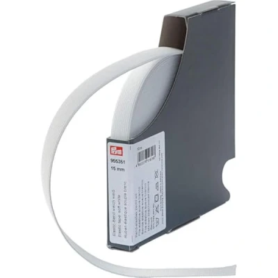 Afbeelding van Prym 955351 elastische riem, zacht, 15 mm, wit, 10 m, 57% polyester, 43% Ed, mm