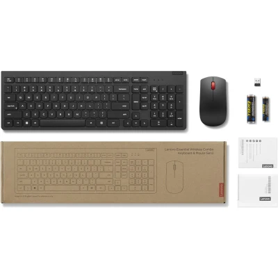 Afbeelding van Lenovo 4X31N50746, Volledige grootte (100%), Draadloos, RF QWERTY, Zwart, Inclusief muis