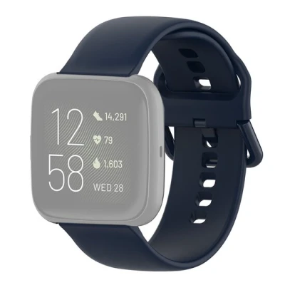 Afbeelding van Fitbit Versa 1 / 2 &amp; Lite siliconen sportbandje met gespsluiting Donkerblauw Maat: Small
