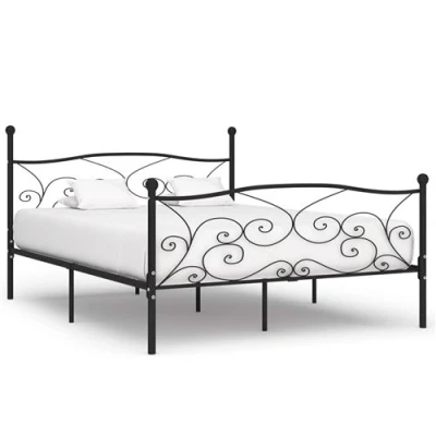 Afbeelding van Bedframe met lattenbodem metaal zwart 200x200 cm