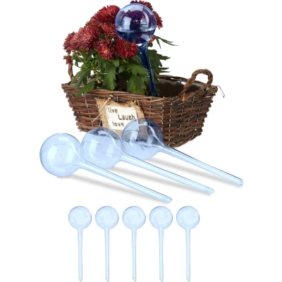 Afbeelding van Relaxdays waterdruppelaar set van 9 watergeefsysteem kamerplanten waterbol plastic blauw