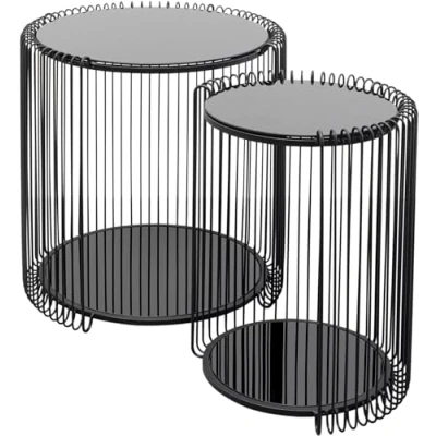 Afbeelding van Bijzettafel Wire Double Black Set van 2
