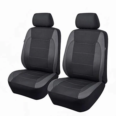 Afbeelding van Flying Banner FB 061 Voorstoelhoezen, Gabardine Mesh Airbag compatibel, universele bescherming voor de meeste auto&#039;s, vrachtwagens, bestelwagens, SUV&#039;s (zwart en grijs)