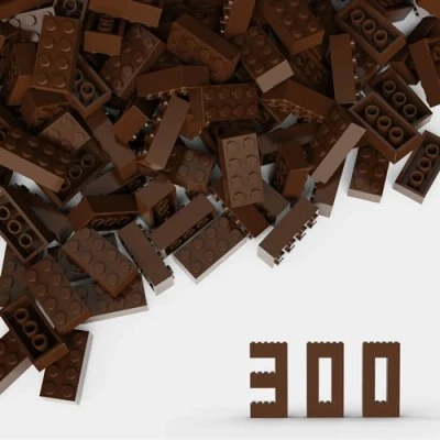 Afbeelding van Klassiek baksteenblok 2 x 4, 300 stuks bruine bouwstenen, compatibel met Lego 3001 onderdelen en onderdelen, creatief spel, de belangrijkste merken (kleur: