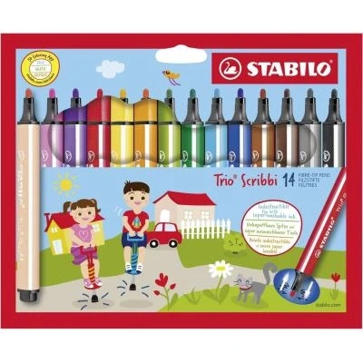 Image de Stabilo Trio Scribbi feutre triangulaire Pointe Couleurs assorties (Lot de 14)