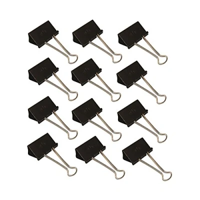 Afbeelding van Wedo 12 stuks klapklemmen van gelakt metaal met afneembare beugels, stabiele veer, 51 mm, zwart/zilver, 6421451