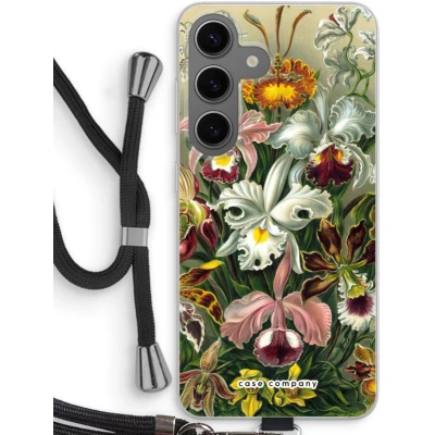 Afbeelding van Case Company® hoesje met Koord geschikt voor Samsung Galaxy S24 Haeckel Orchidae Telefoonhoesje Zwart Bescherming aan alle Kanten en Over de Schermrand