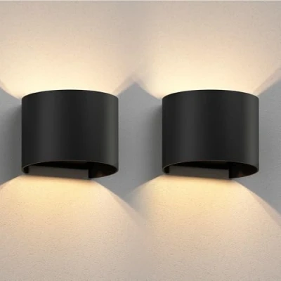 Afbeelding van ledscom.de 2 stuks RUNEL wandlamp voor buiten, IP65, Up /Downlight, mat zwart, rond, 1x G9 max. 10 W