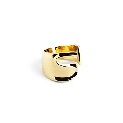 Afbeelding van Singularu Personalized Letter Signet Ring, Dames, Maat: One Size, Letra s oro