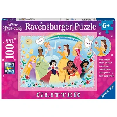 Image de Puzzle 100 pièces Ravensburger Princesses Disney, à paillettes