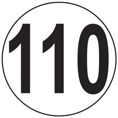 Afbeelding van Sticker Macaron snelheidsbegrenzing bussen tractor gewicht zware schijf vrachtwagen 110 km/u zelfklevend 10 cm diameter