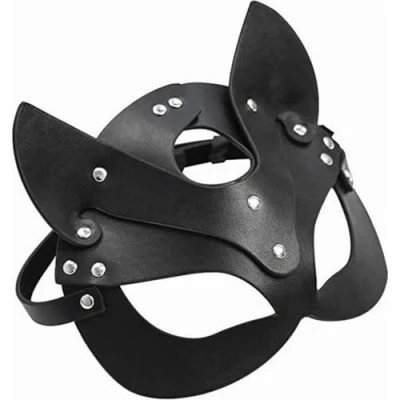 Afbeelding van Luxe Cosplay Masker Zwart PU Leer Kat Sexy Masquerade