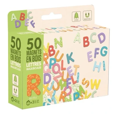 Image de Jeujura Magnets Bois 50 Lettes Majuscules pour accompagner Les Tableaux Aimantées en Familiariser avec l&#039;écriture Coffret Carton 17x15x4cm A partir de 3 Ans 8966