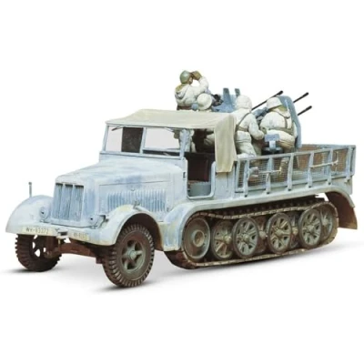 Afbeelding van 1:35 Tamiya 35050 German Halftrack w/4 Bar.AA Gun Figures Plastic Modelbouwpakket