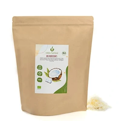 Afbeelding van biologische kokosnootchips (1 kg), ongezoet en niet geroosterd, kokosnoot uit teelt, 100% zuiver natuurlijk