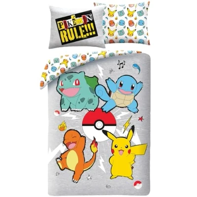 Afbeelding van Pokémon Pikachu Dekbedovertrek Eenpersoons 140 x 200 cm Katoen GroteKussensloop 70x90cm Textiel Verantwoord