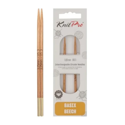 Image de KnitPro KP35632 Basix Bouleau : Aiguilles à tricoter circulaires interchangeables normales 11,6 cm x 3,25 mm, bois de bouleau, multicolore, mm