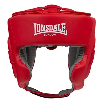 Afbeelding van Lonsdale Stanford hoofdbescherming kunstleer rood/wit S/M